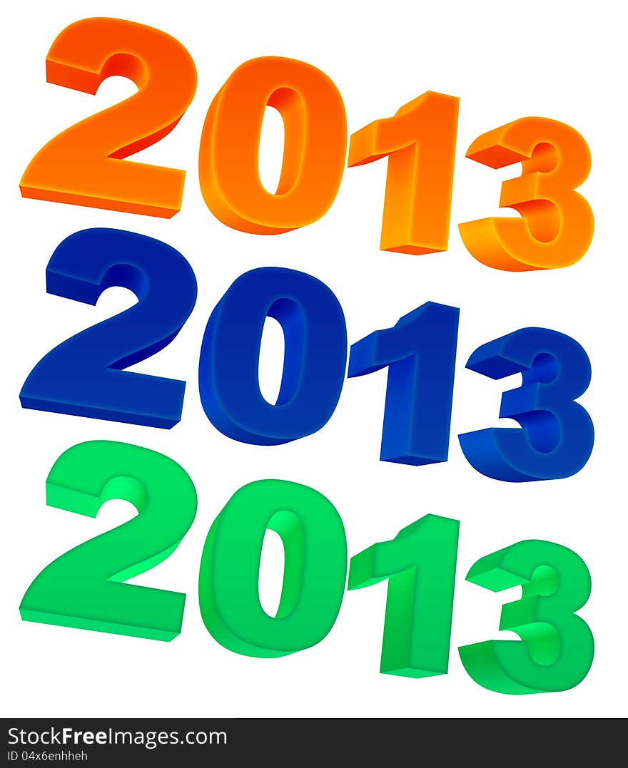 Text 2013 in three colors on a white background. Text 2013 in three colors on a white background