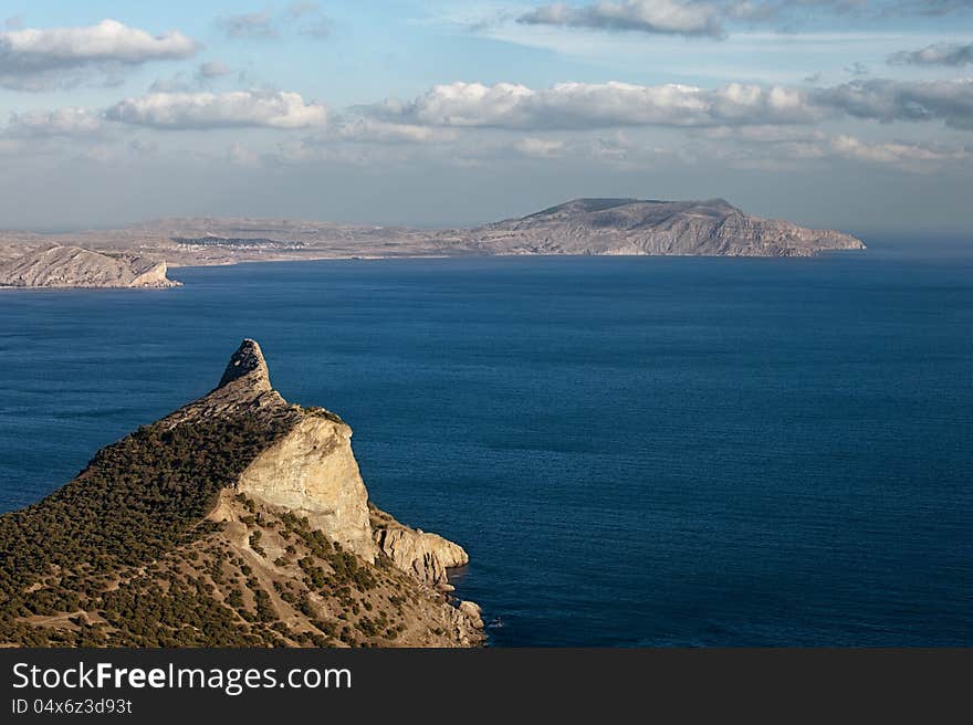 Rocky coastline of Novyy Svet recreation area. Crimea, Ukraine