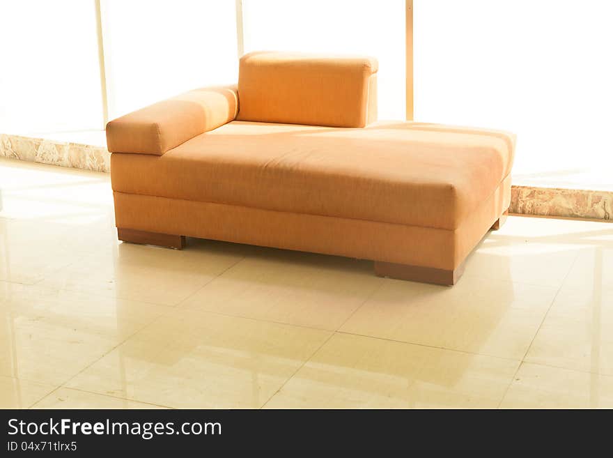 Range sofa in lawn of office in sunlight. Range sofa in lawn of office in sunlight