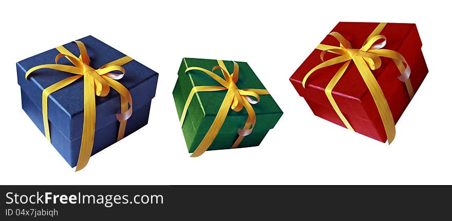 Three colorful gift boxes