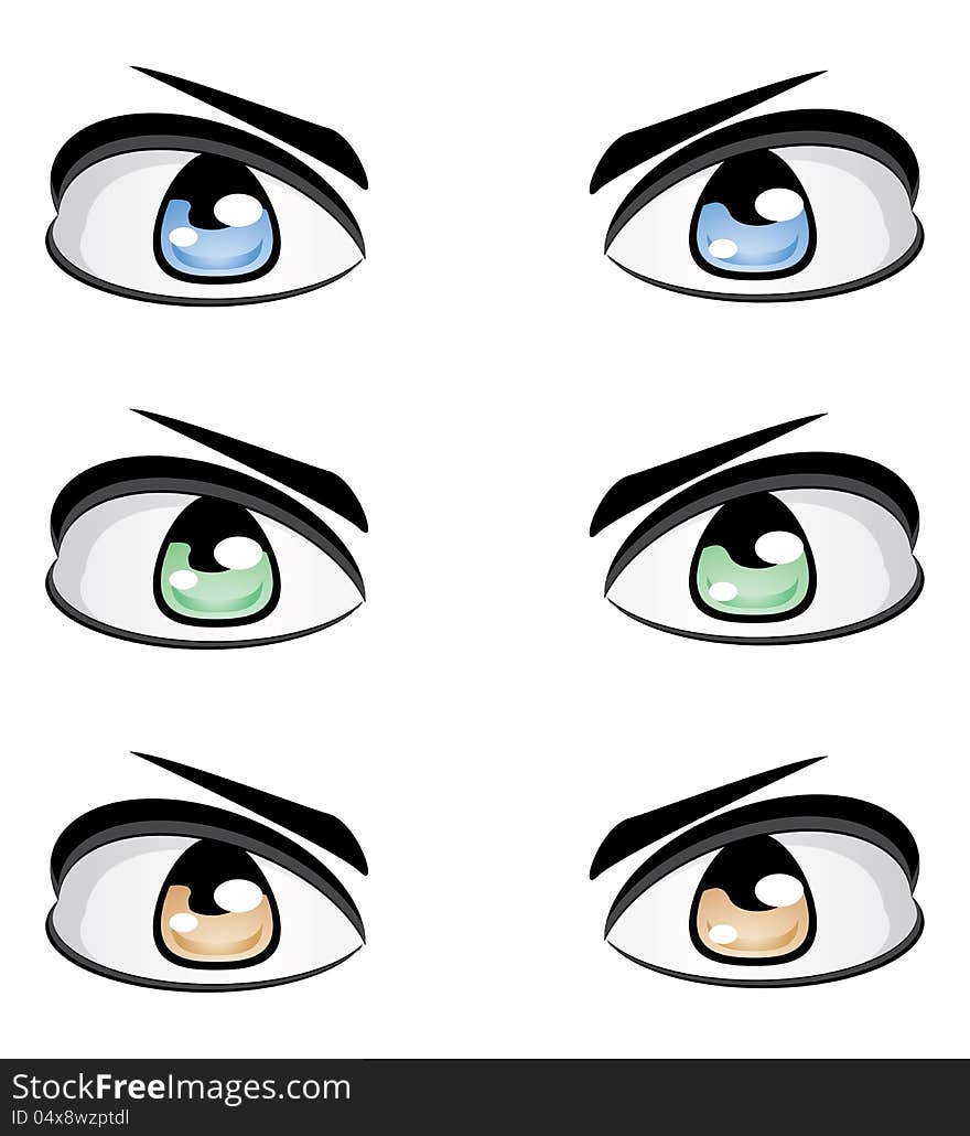 Illustration of man's eyes of different colors on white. Illustration of man's eyes of different colors on white.