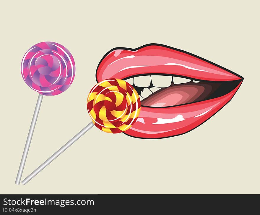 Lips and two lollipops