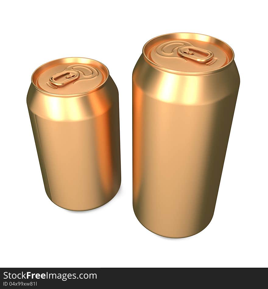 Aluminum Cans Isolated on White.