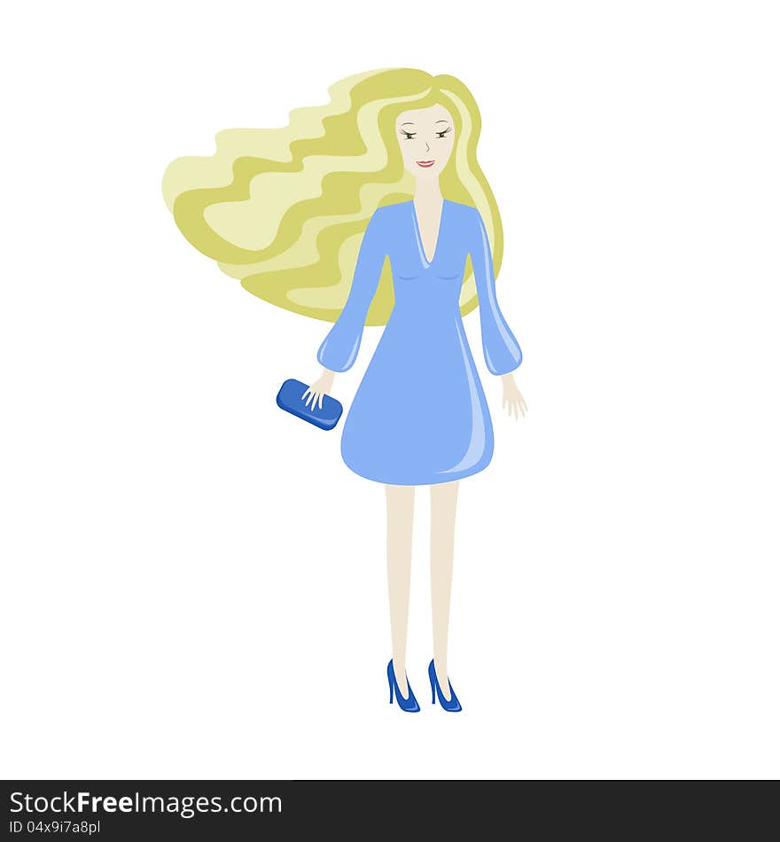 Blond woman, vector illustration Isolated on white