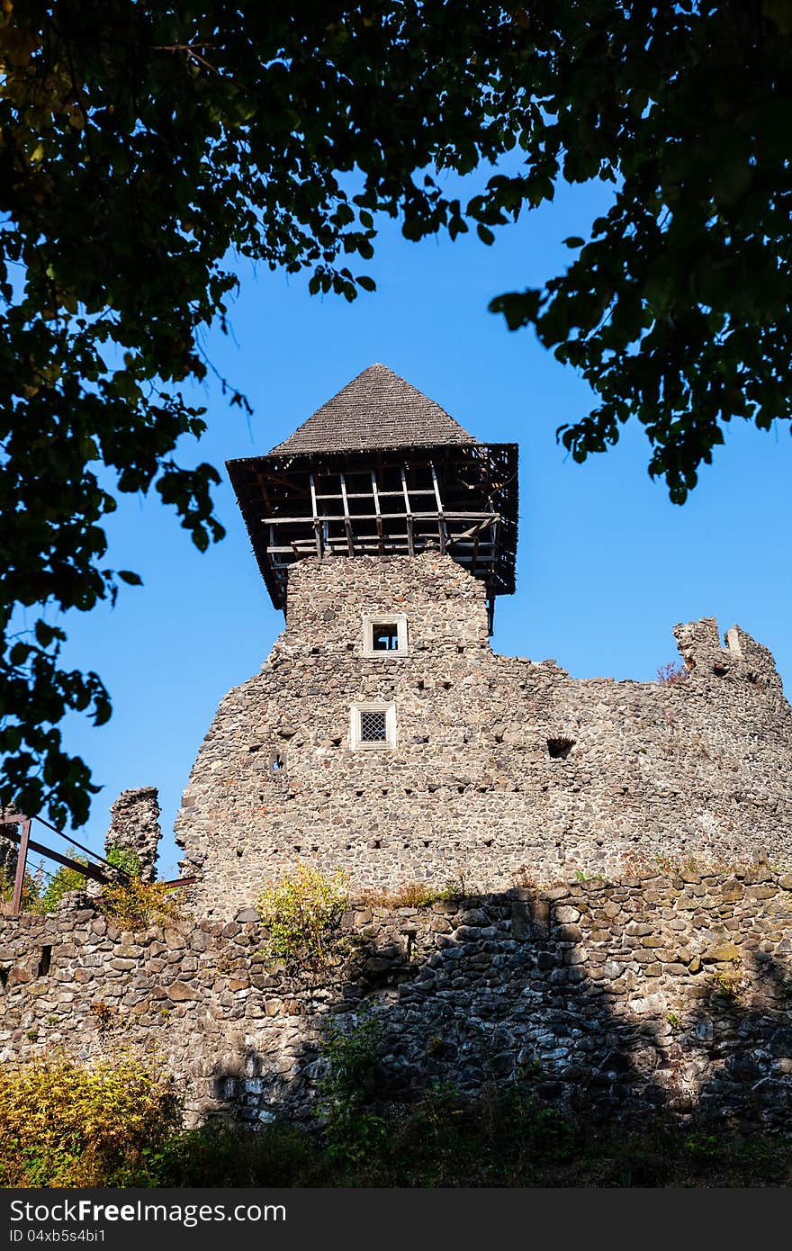 Nevitsky Castle ruins built in 13th century. Ukraine.