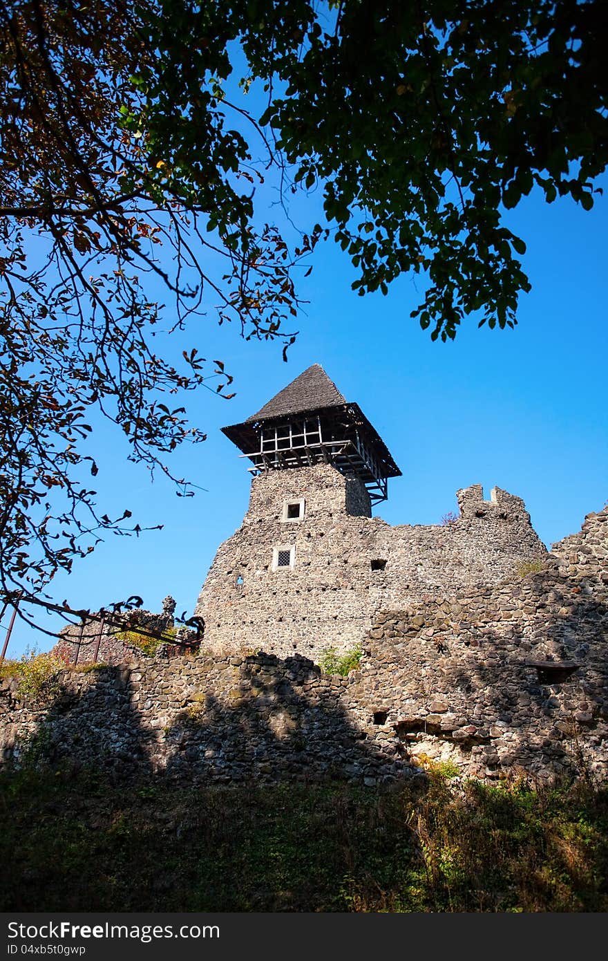 Nevitsky Castle ruins built in 13th century. Ukraine.