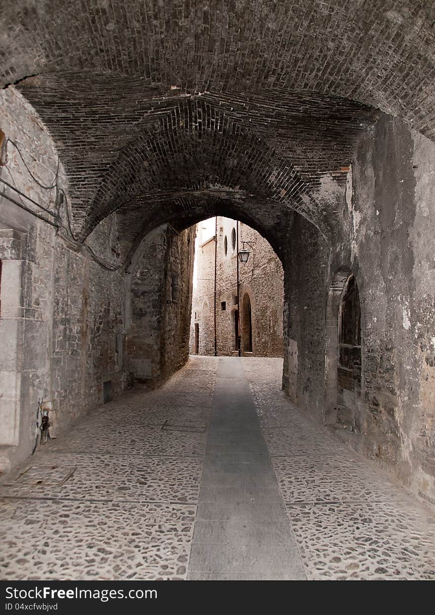 Walking on the streets of Spoleto in Italy. Walking on the streets of Spoleto in Italy