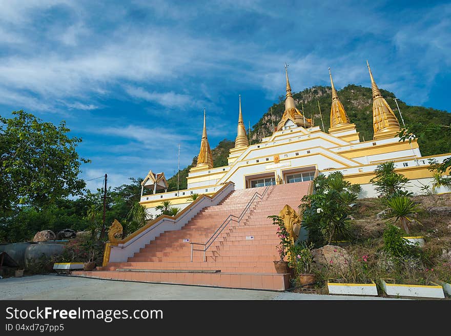 Big pagoda near the mountain in Thailand. Big pagoda near the mountain in Thailand.