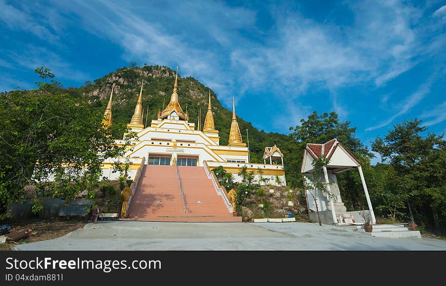 Big pagoda near the mountain in Thailand. Big pagoda near the mountain in Thailand.