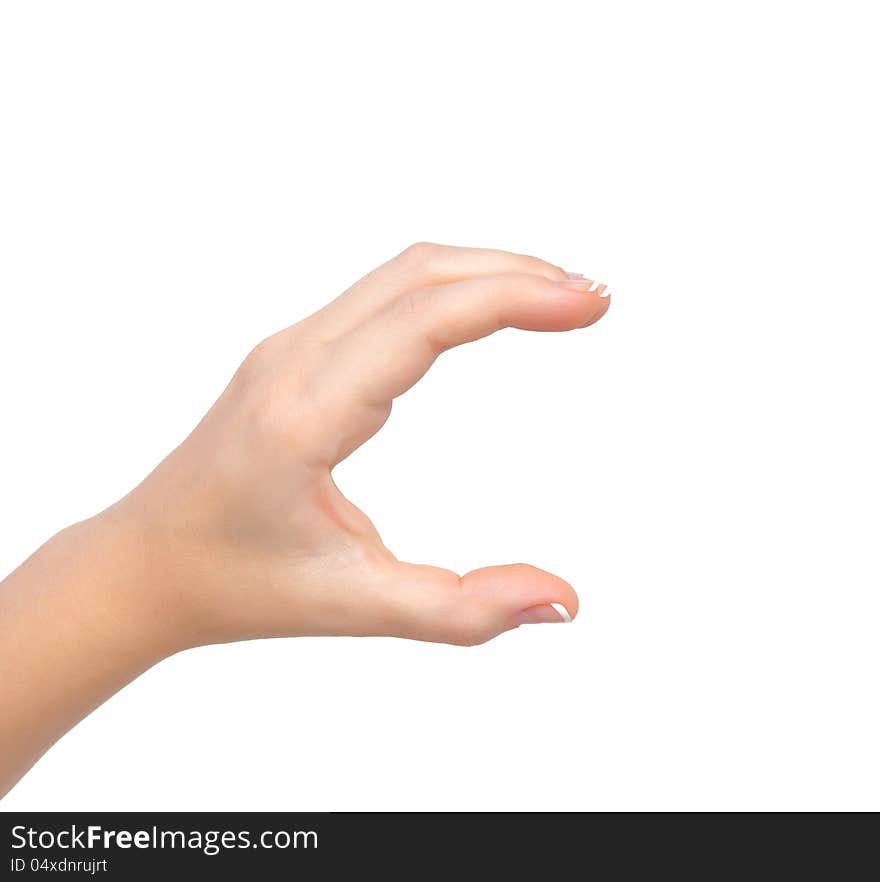 Isolated woman hand holding the object