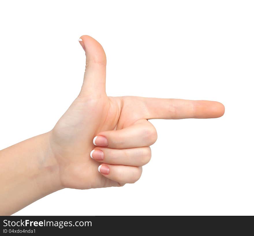 Isolated female hand on the background. Isolated female hand on the background