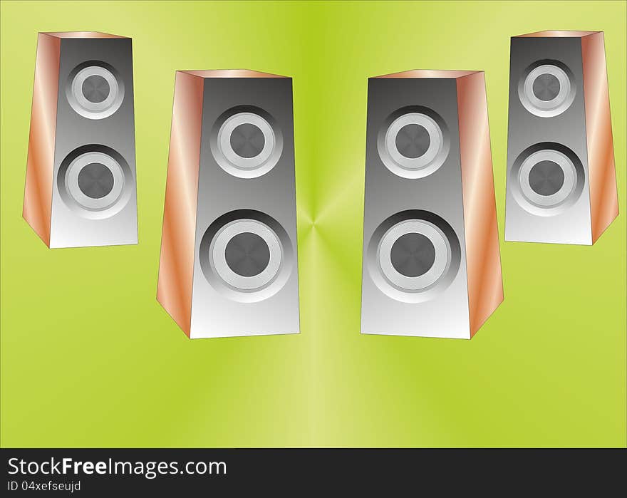 Illustration of colorful music background with speakers. Illustration of colorful music background with speakers.