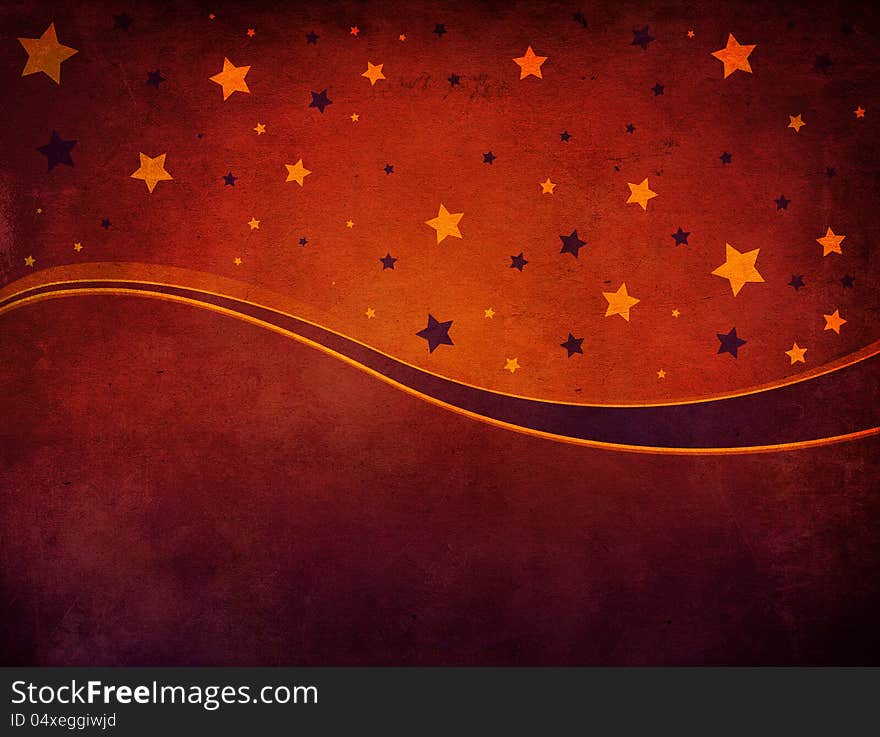 Grunge illustration of red Christmas background with stars. Grunge illustration of red Christmas background with stars.