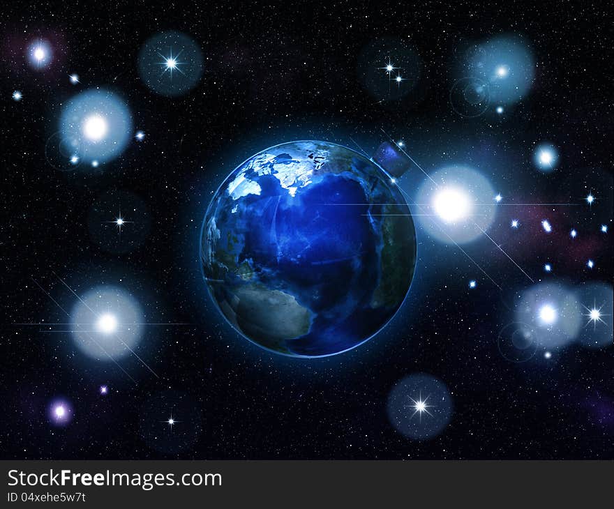 Illustration of the earth as an ornament in space. Elements of this image furnished by NASA. Illustration of the earth as an ornament in space. Elements of this image furnished by NASA