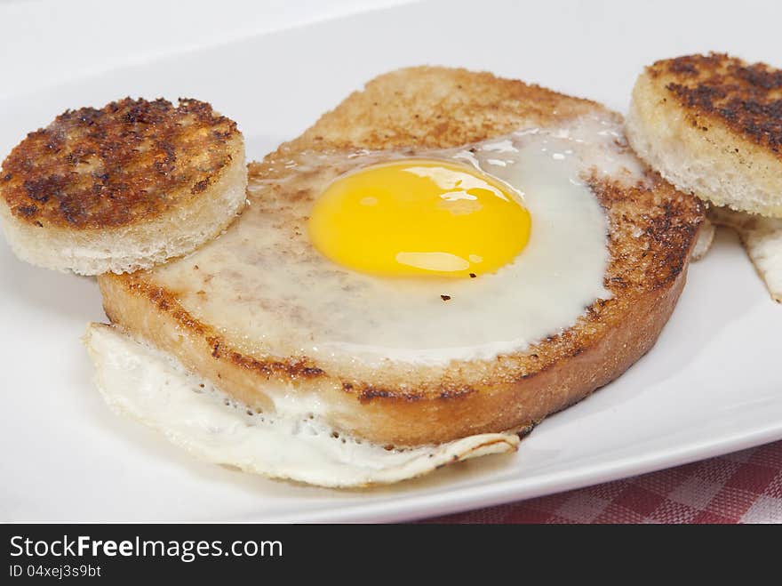 Lightly toasted garlic bread displayed