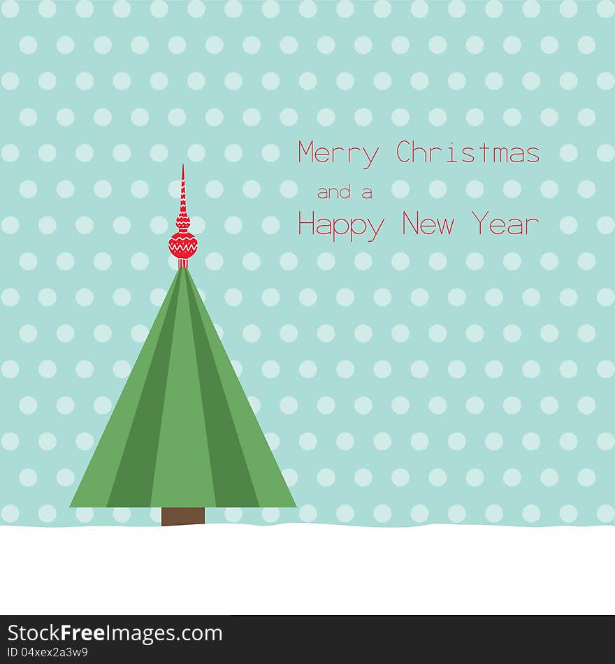 Vector Christmas card with fir-tree in the snow