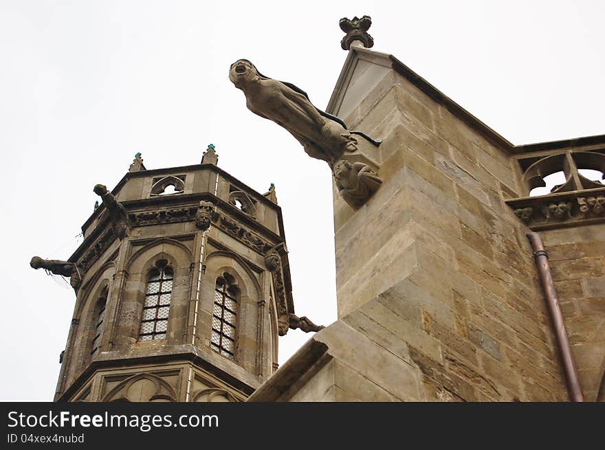 Gargoyle in the church of Carcassone (France)