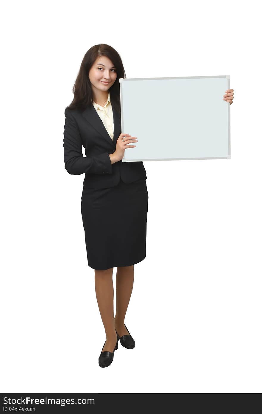 Young Woman Holding Banner