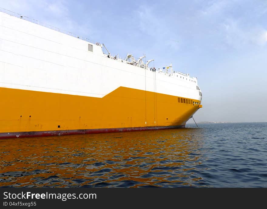 Detail of ro ro vessel in a port