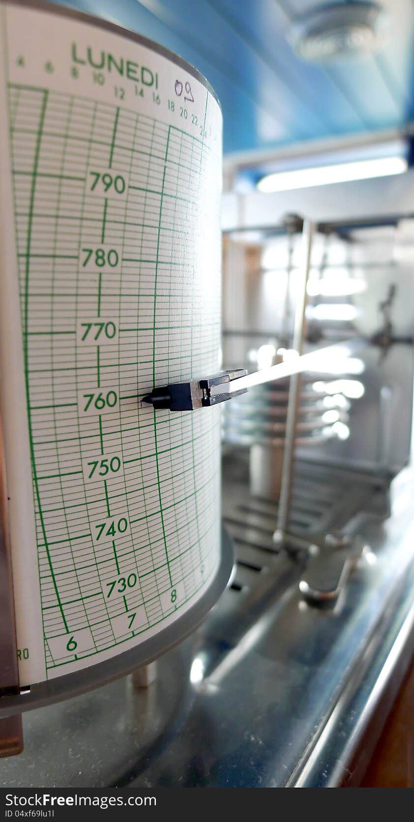 Detail of a barograph on board a vessel ship