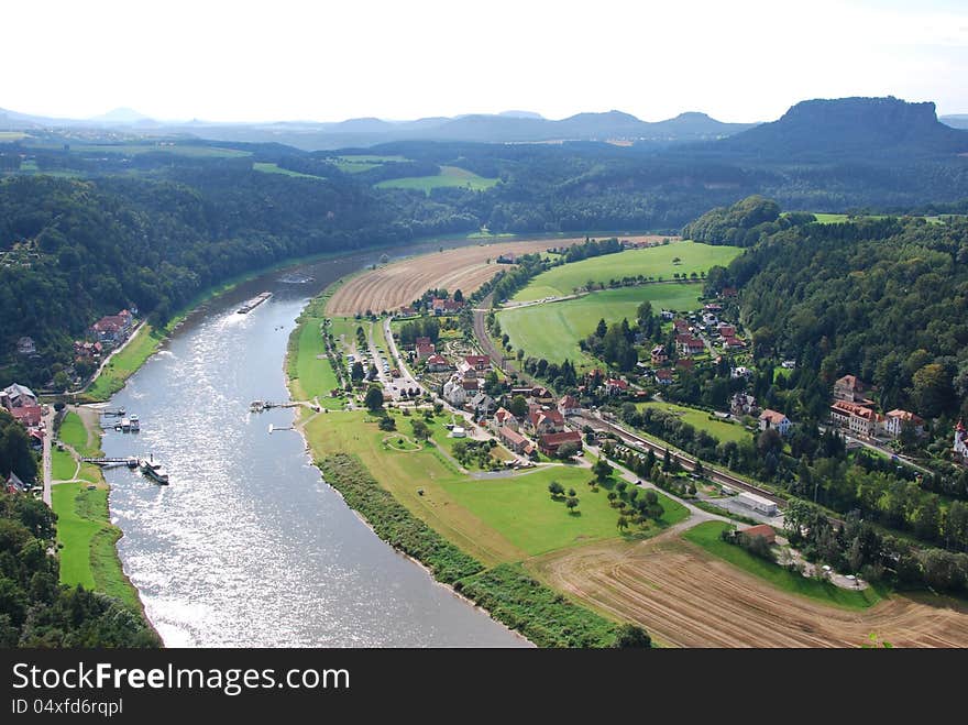 View landscape elbsandsteingebirge