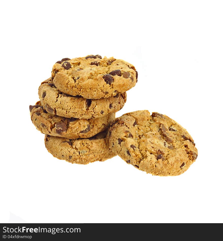 Delicacy cookies with splashes of chocolate isolated on white background