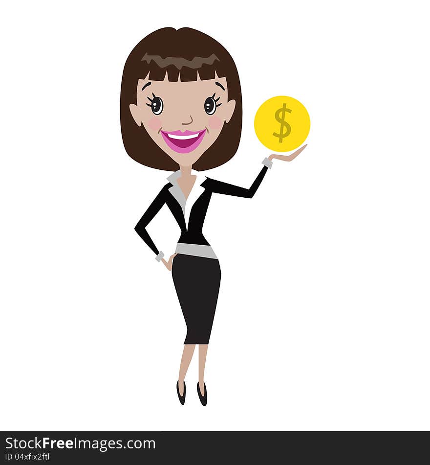 A cartoon illustration of a businesswoman isolated on a white background