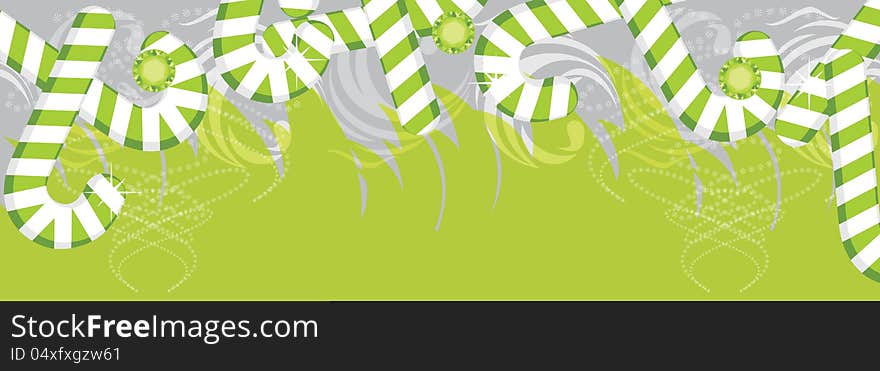 Christmas garland with candy canes. Decorative border. Illustration. Christmas garland with candy canes. Decorative border. Illustration