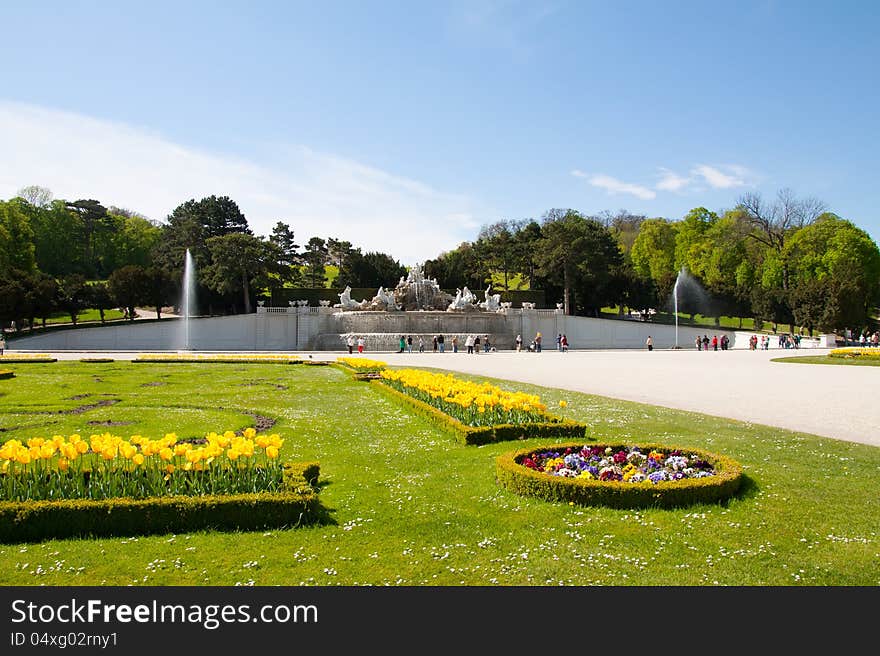 Schonbrunn Palace Gardens At Vienna, Austria