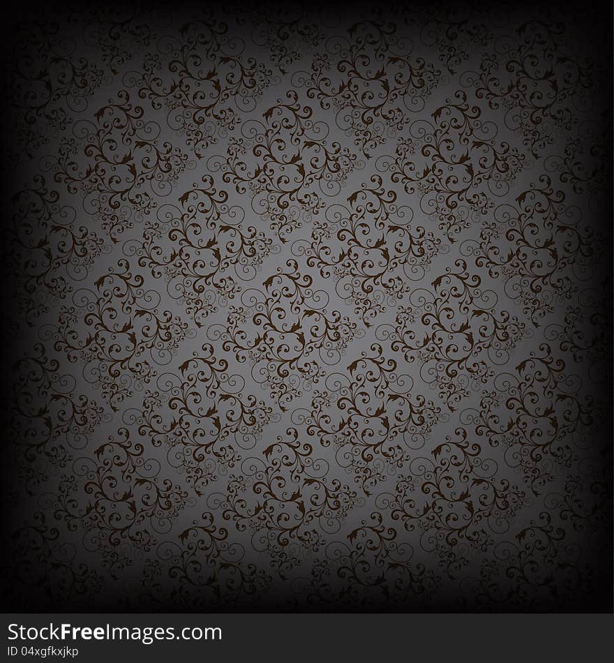 Seamless wallpaper pattern, black background