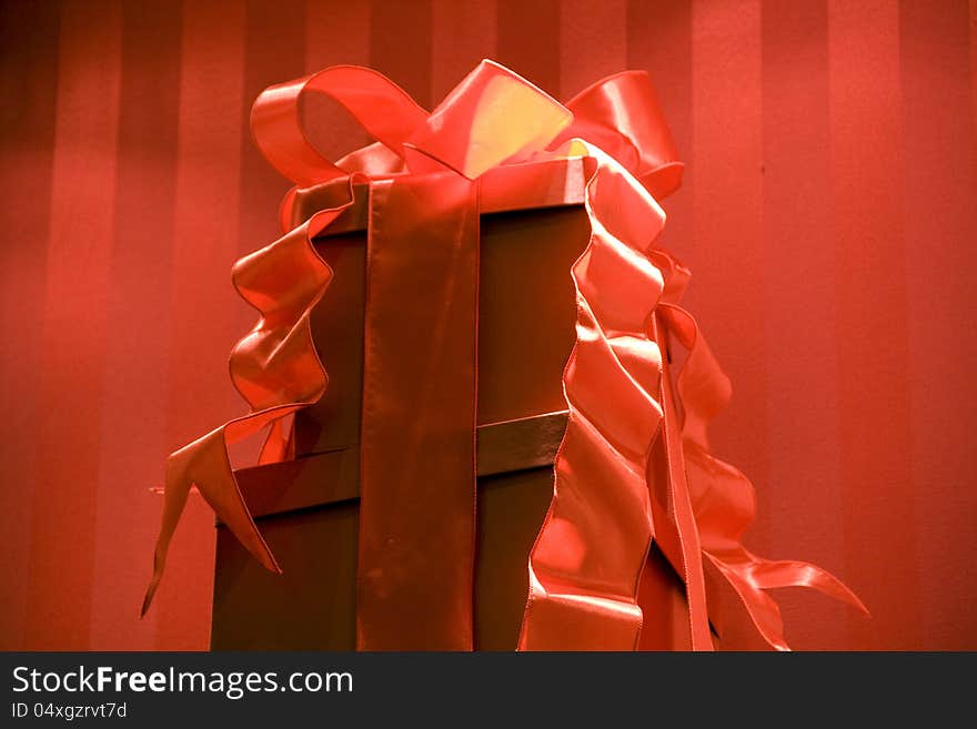 Red gift boxes with red background