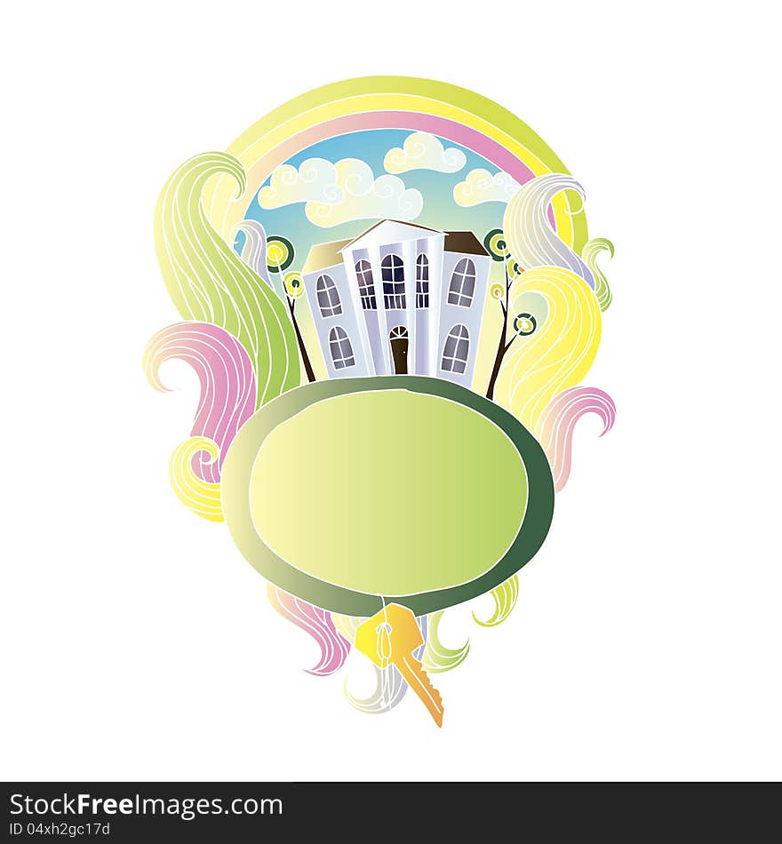 Vector illustration with house and key. Vector illustration with house and key