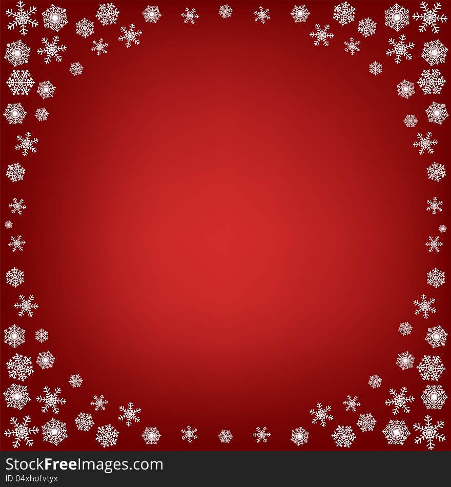 Red christmas background with snowflakes