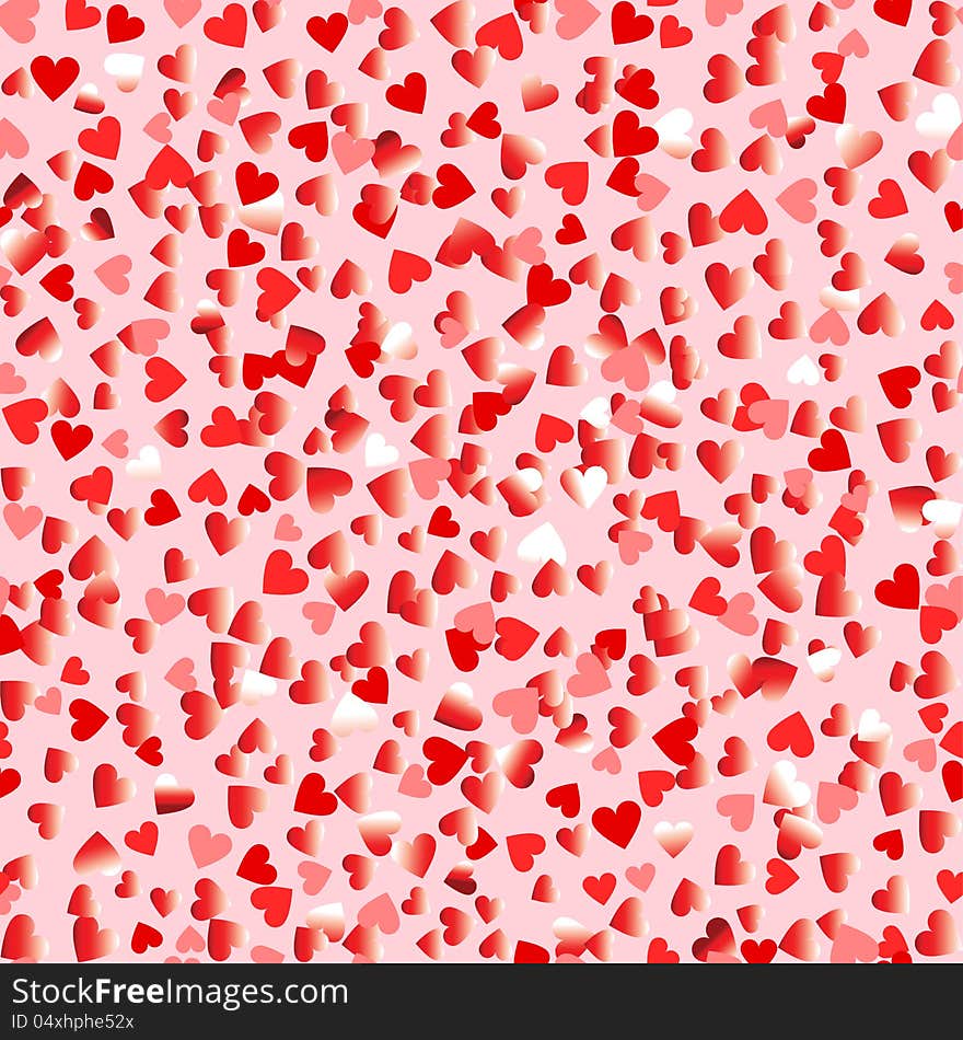 Seamless background with shiny hearts