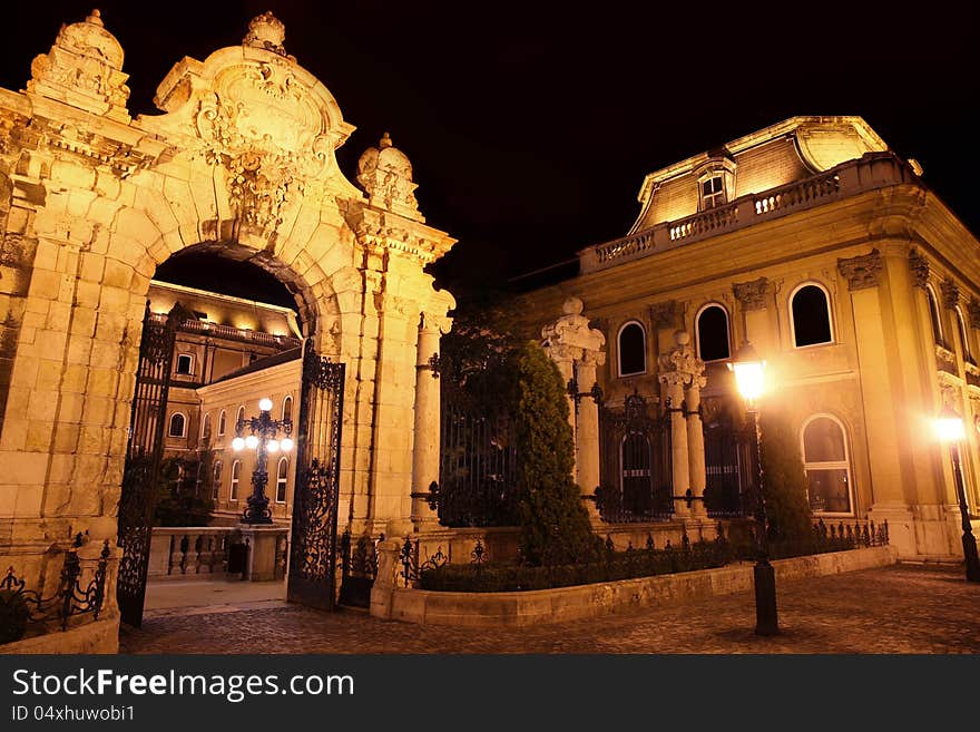 Shot of night Buda Castle in Budapest, Hungary