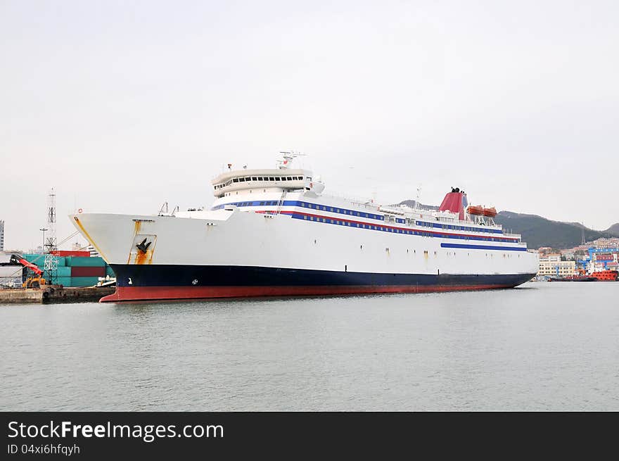 A cruise ship docked in Weihai Port，Shandong,china