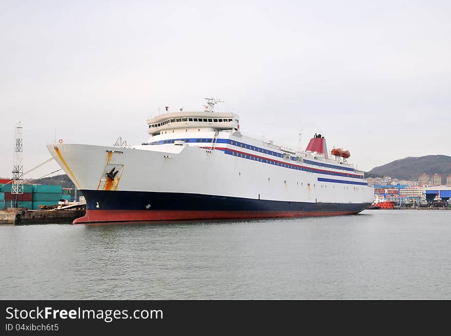 A cruise ship docked in Weihai Port，Shandong,china