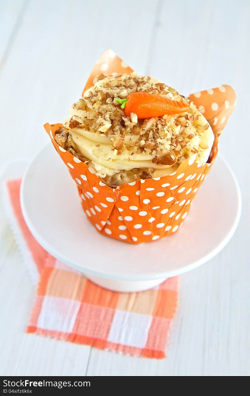 Carrot Cake Cupcake on a stand