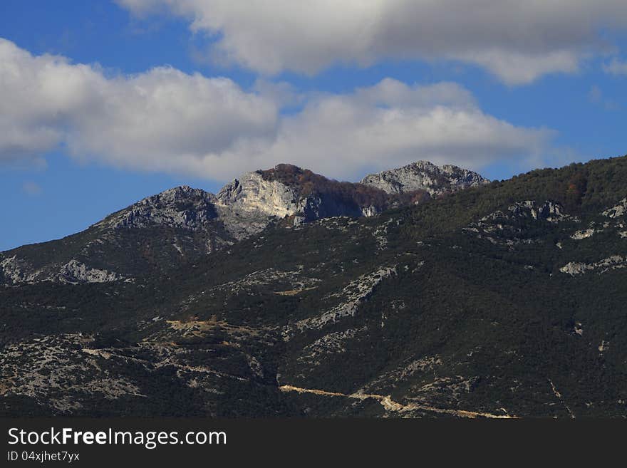 White clouds and mountain views. White clouds and mountain views