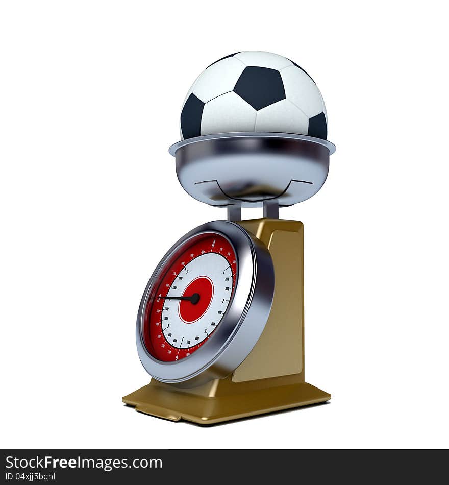 High resolution 3d render of soccer ball on  the balance. High resolution 3d render of soccer ball on  the balance