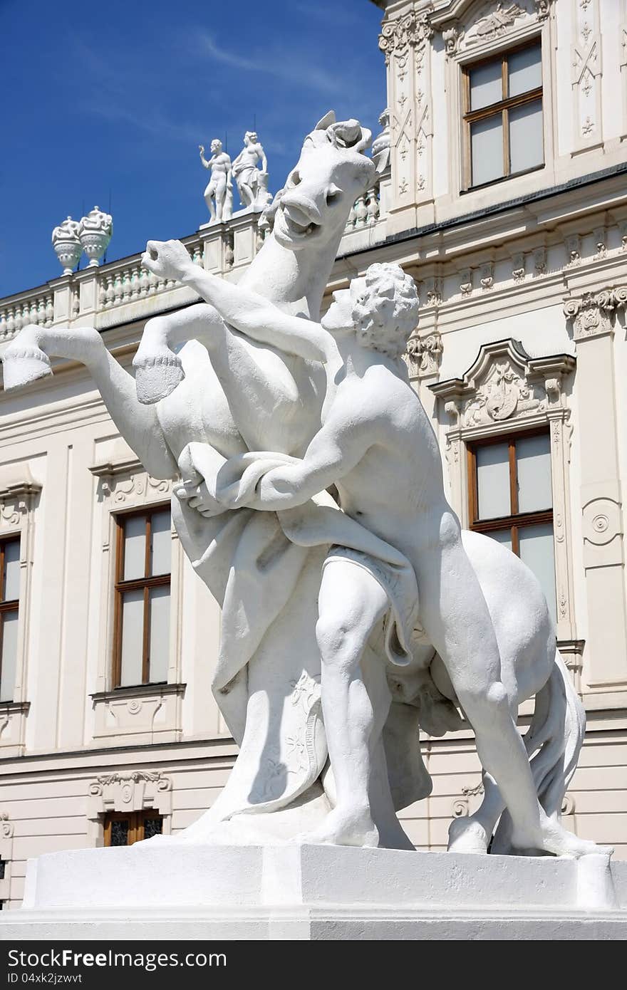 Statue at the Baroque castle Belvedere in Vienna, Austria