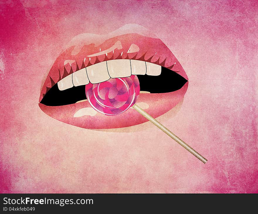 Lips and tasty lollipop