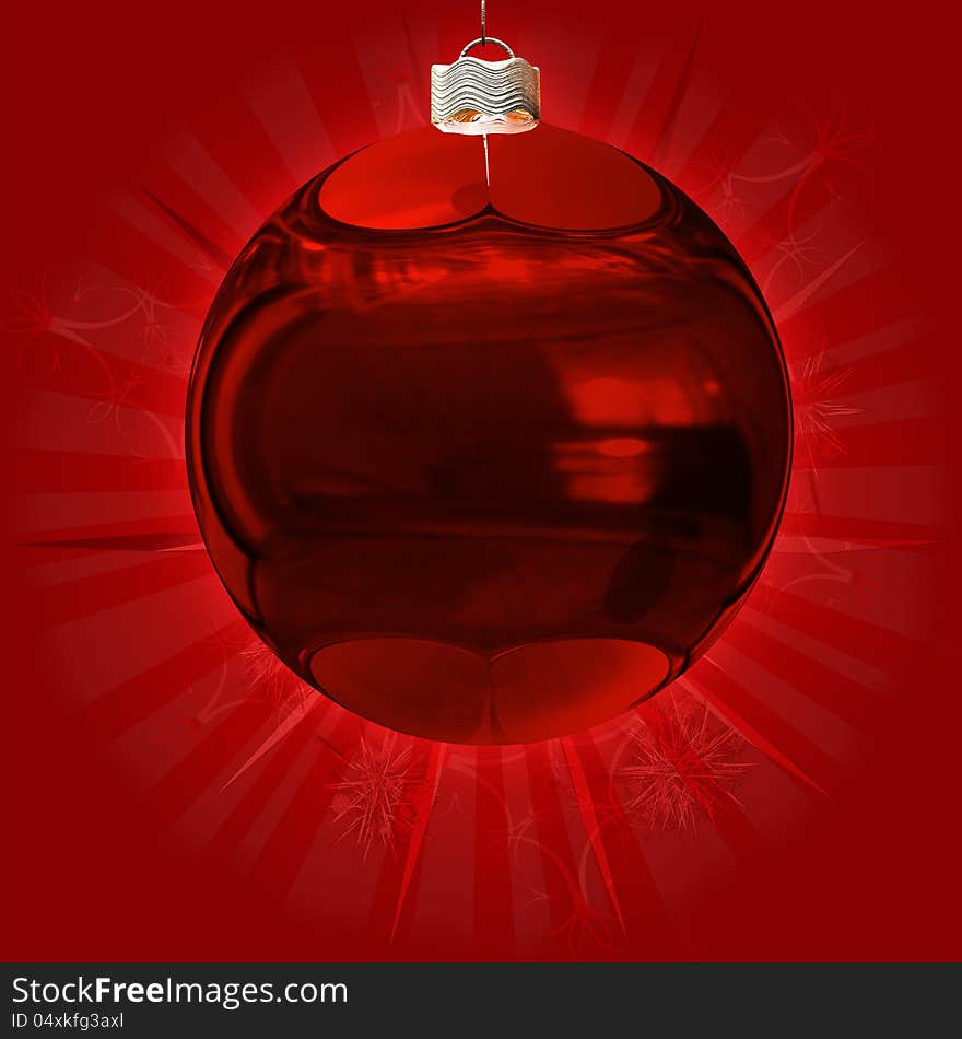 Illustration of red Christmas background with big red ball. Illustration of red Christmas background with big red ball.