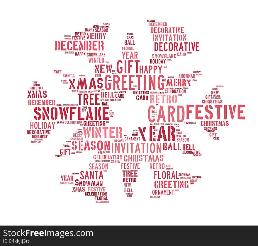 Christmas snowflake info-text graphics and arrangement concept on white background