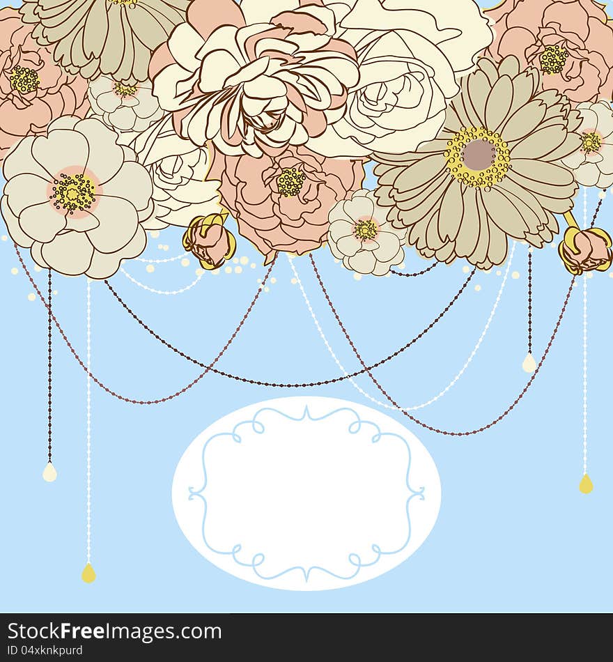 Vector background with flowers for wedding and invitation