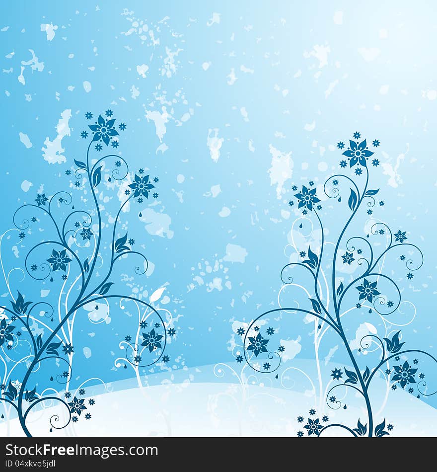 Grunge Flower Blue