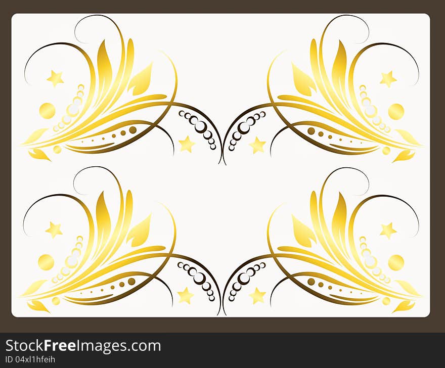 Floral design in golden color on white background