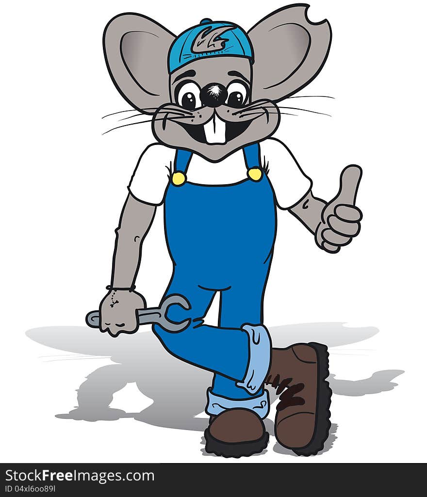 Cartoon illustration of a repairer mouse