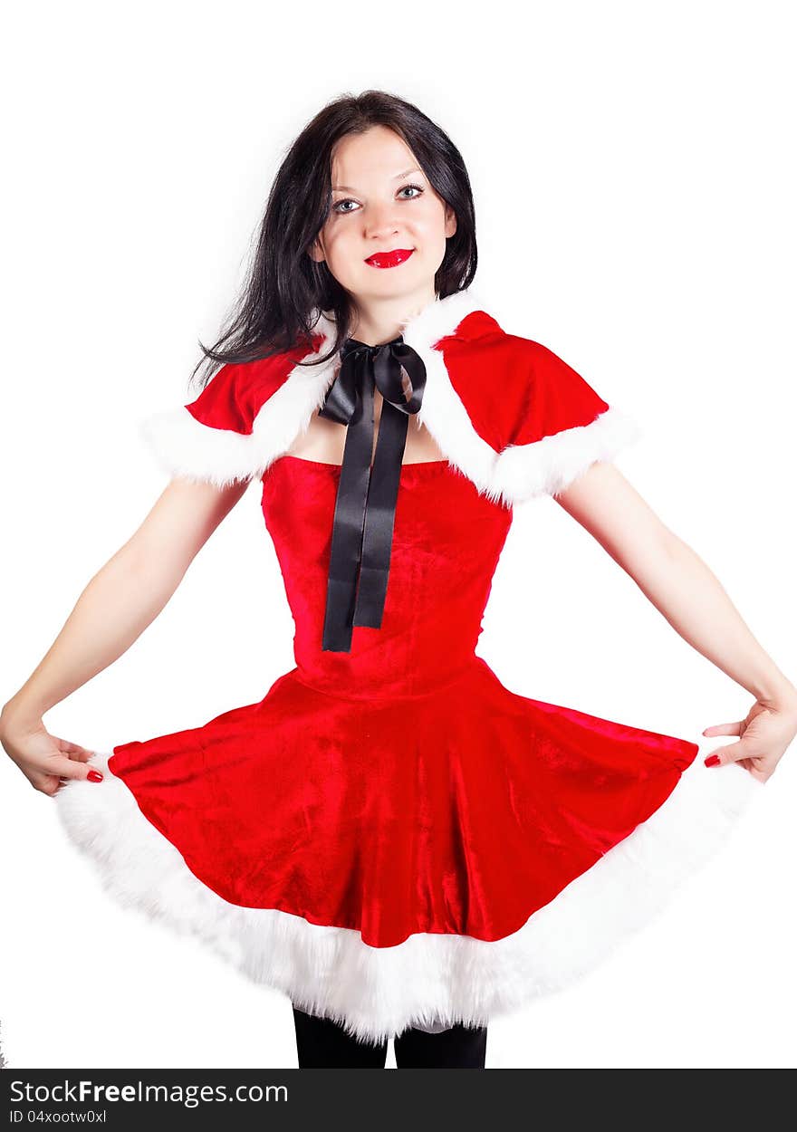 Pretty Girl Dressed As Santa For Christmas