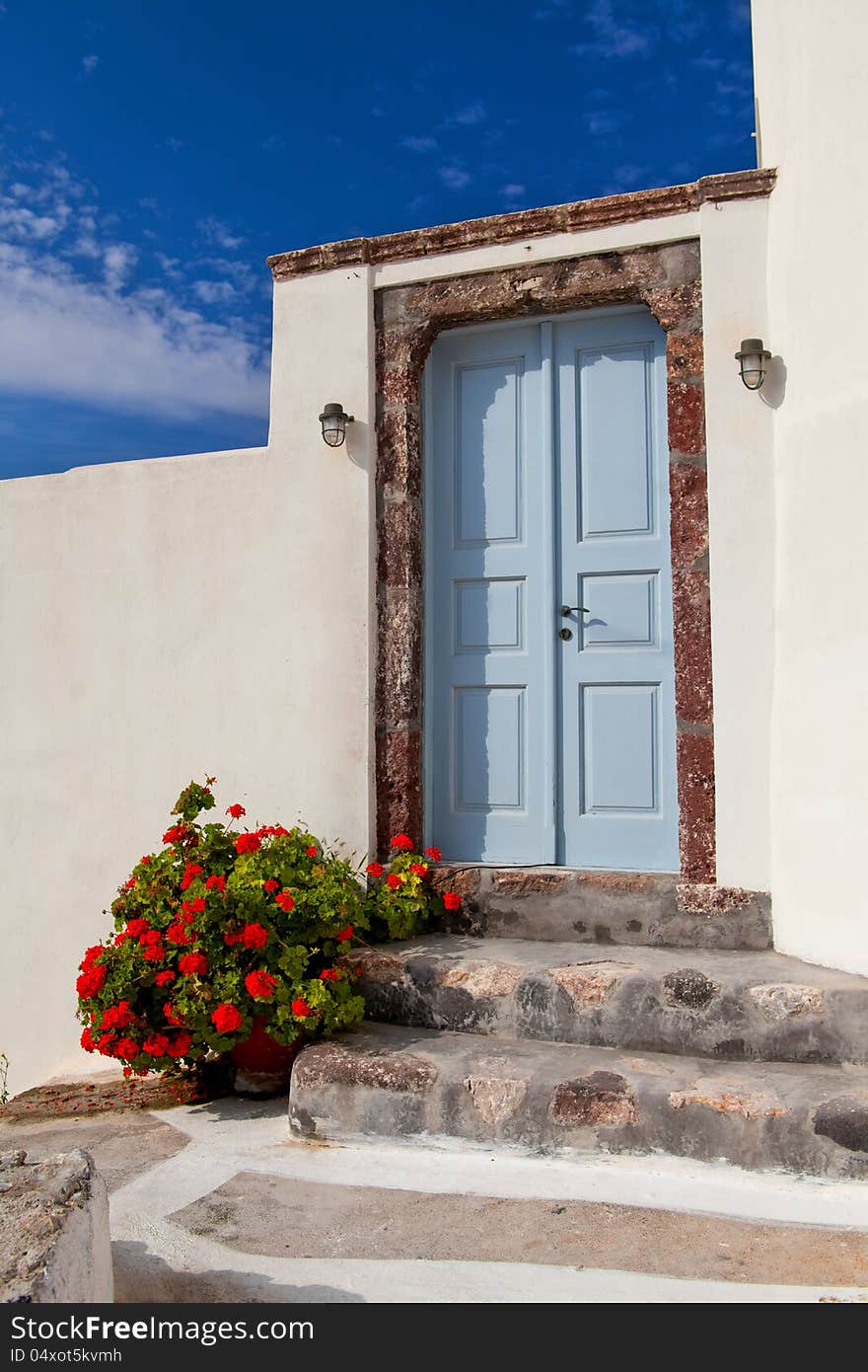 Flowers in entrance to the house